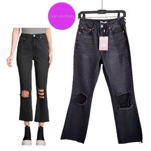 AVEC LES FILLES by Anthropology NEW Goth High Rise Distress Crop Jean 26